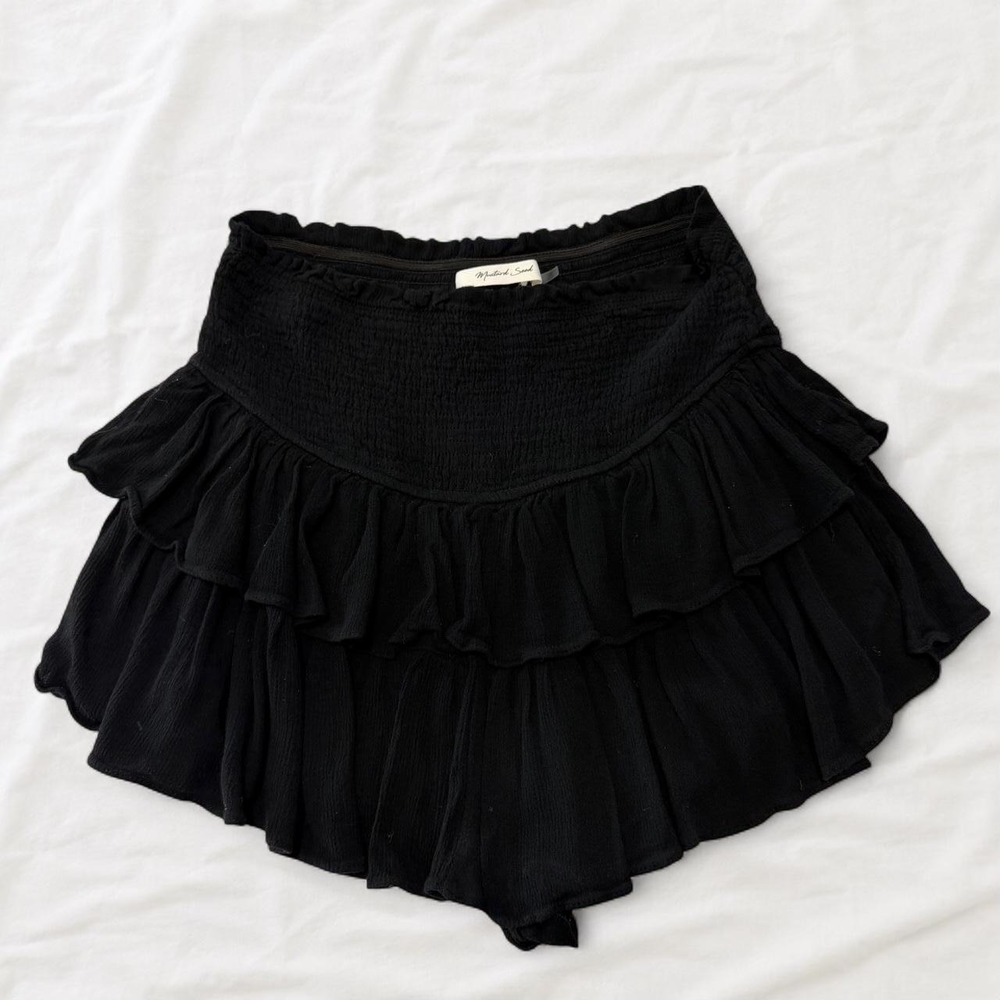 Mustard Seed Black Ruffle Smocked Skort Whimsigoth S16326 Small